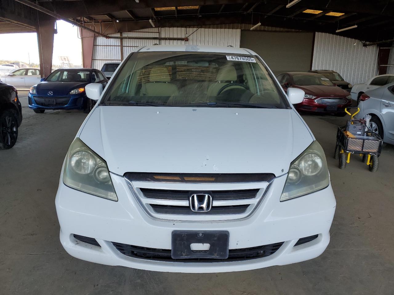 2005 Honda Odyssey VIN 5FNRL384X5B006596 Copart auction photo, side / front end damage thumbnail 5