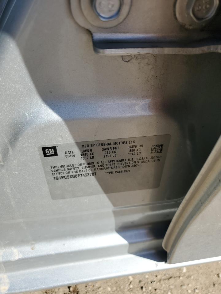 2014 Chevrolet Cruze VIN 1G1PC5SB8E7452707 Copart auction photo, rear end damage thumbnail 14