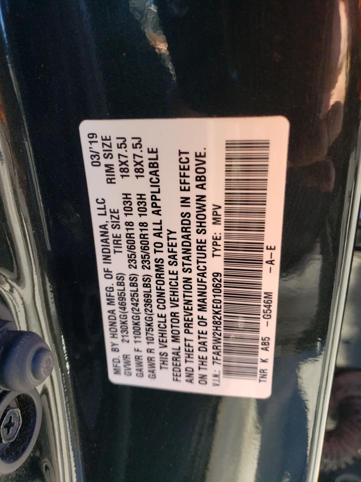 2019 Honda CR-V VIN 7FARW2H82KE010629 Copart auction photo, front end / rear end damage thumbnail 14