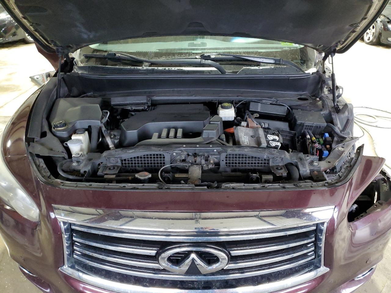 2014 Infiniti QX60 VIN 5N1CL0MM4EC519975 Copart auction photo, front end / side damage thumbnail 12