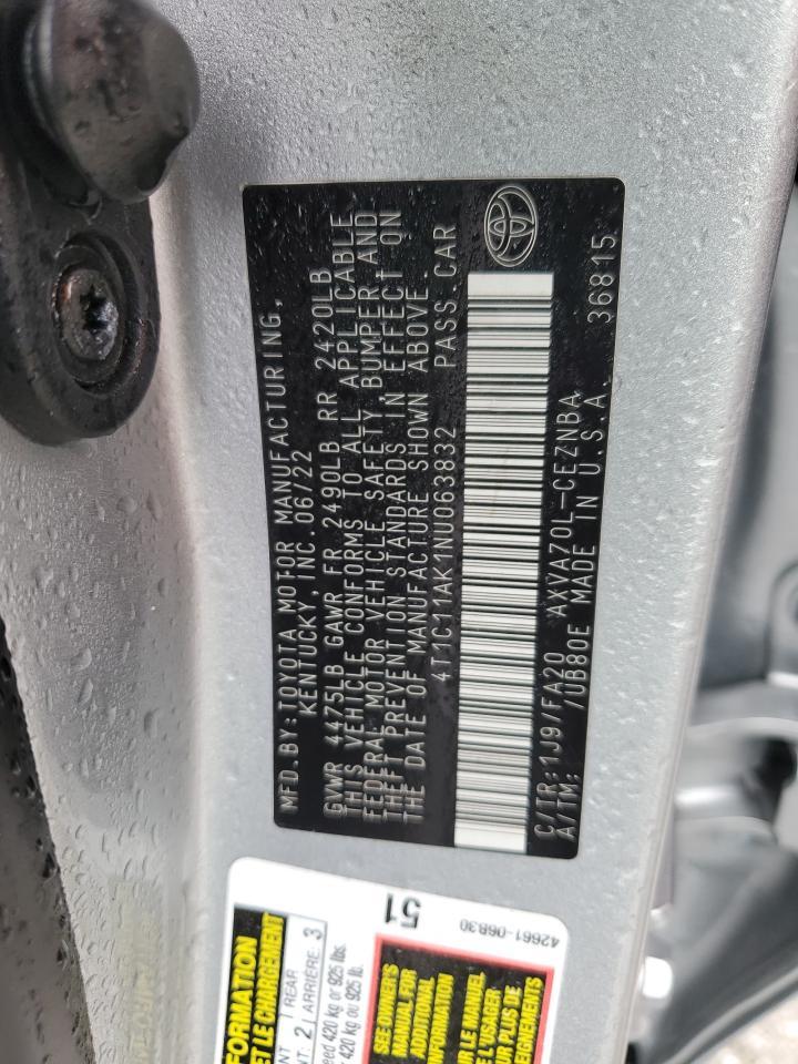 2022 Toyota Camry VIN 4T1C11AK1NU063832 Copart auction photo, water/flood damage thumbnail 13