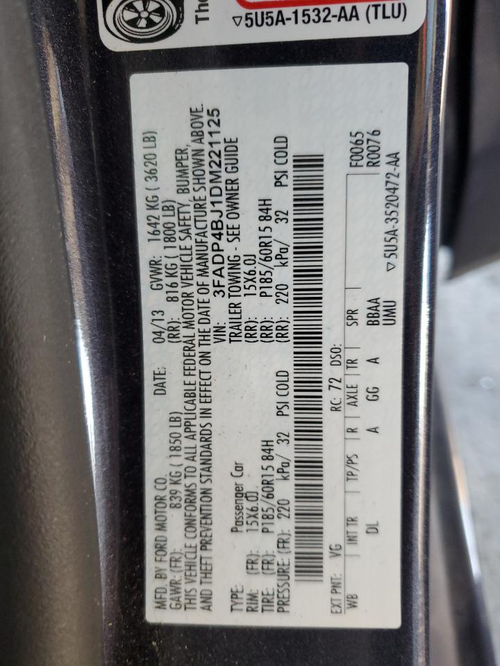2013 Ford Fiesta VIN 3FADP4BJ1DM221125 Copart auction photo, front end / rear end damage thumbnail 15