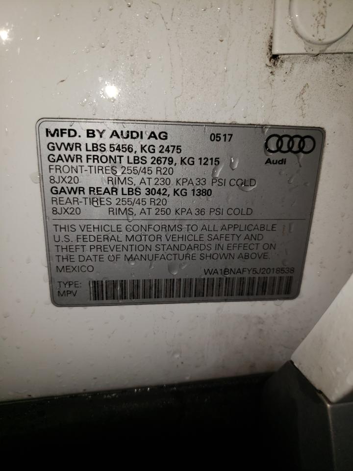 2018 Audi Q5 VIN WA1BNAFY5J2018538 Copart auction photo, rear end / front end damage thumbnail 12
