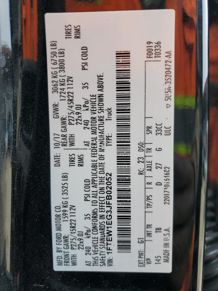 2018 Ford F-150 VIN 1FTEW1EG3JFB02052 Copart auction photo, front end / mechanical damage thumbnail 12