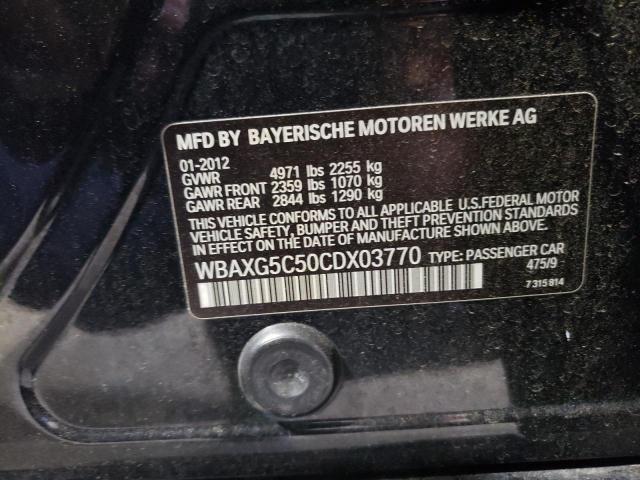 2012 BMW 5er VIN WBAXG5C50CDX03770 Copart auction photo, rear end / minor dent/scratches damage thumbnail 13
