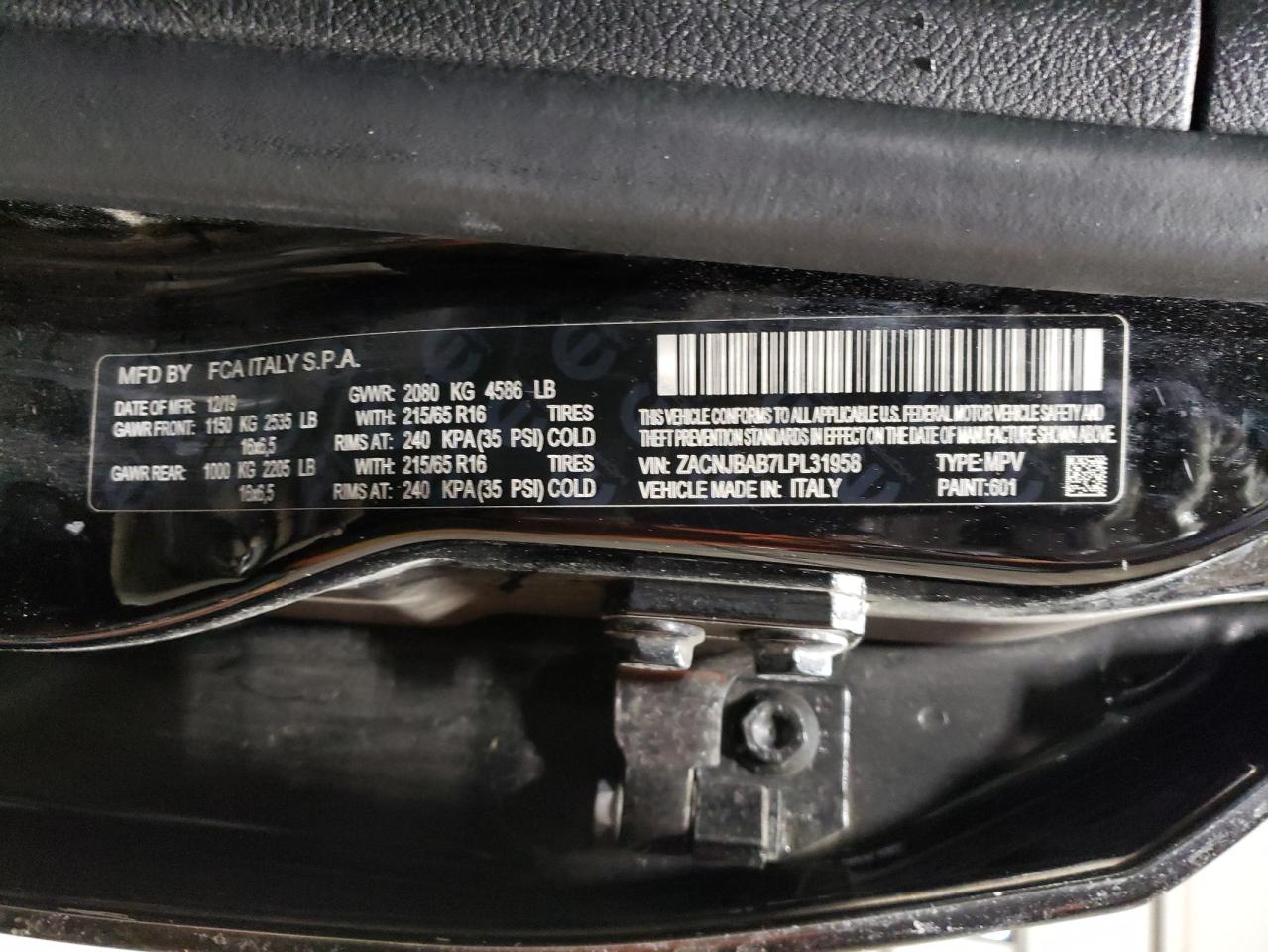 2020 Jeep Renegade VIN ZACNJBAB7LPL31958 Copart auction photo, all over damage thumbnail 12