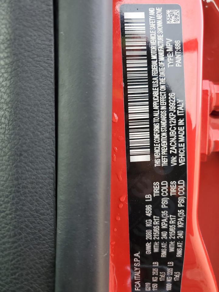 2019 Jeep Renegade VIN ZACNJBC12KPJ99226 Copart auction photo, front end damage thumbnail 13