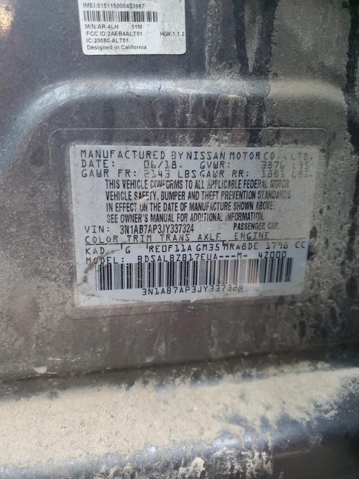 2018 Nissan Sentra VIN 3N1AB7AP3JY337324 Copart auction photo, front end / minor dent/scratches damage thumbnail 14