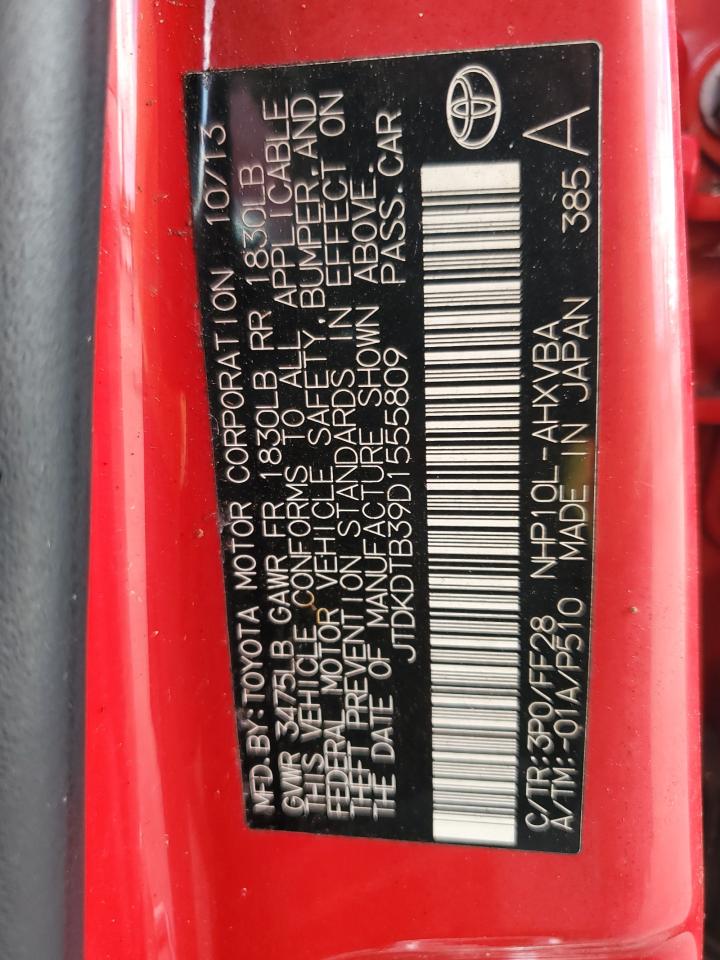 2013 Toyota Prius VIN JTDKDTB39D1555809 Copart auction photo, all over damage thumbnail 12