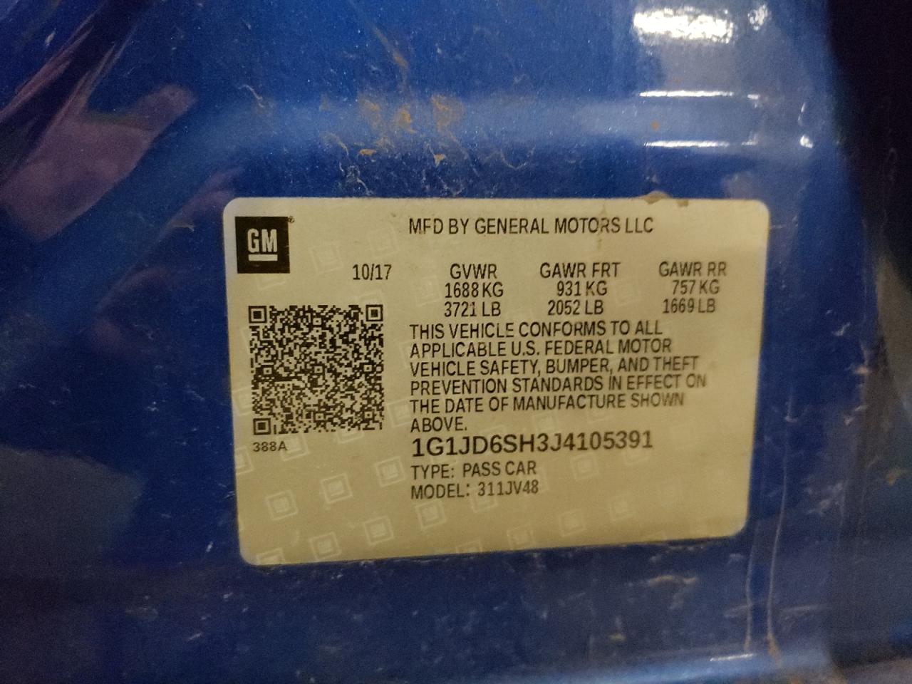 2018 Chevrolet Sonic VIN 1G1JD6SH3J4105391 Copart auction photo, front end damage thumbnail 12