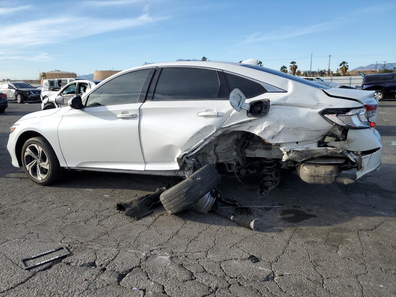2020 Honda Accord VIN 1HGCV1F41LA125586 Copart auction photo, side / rear end damage thumbnail 2