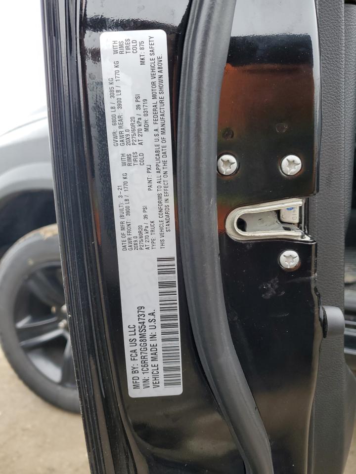 2021 RAM 1500 VIN 1C6RR7GG8MS547379 Copart auction photo, front end damage thumbnail 12