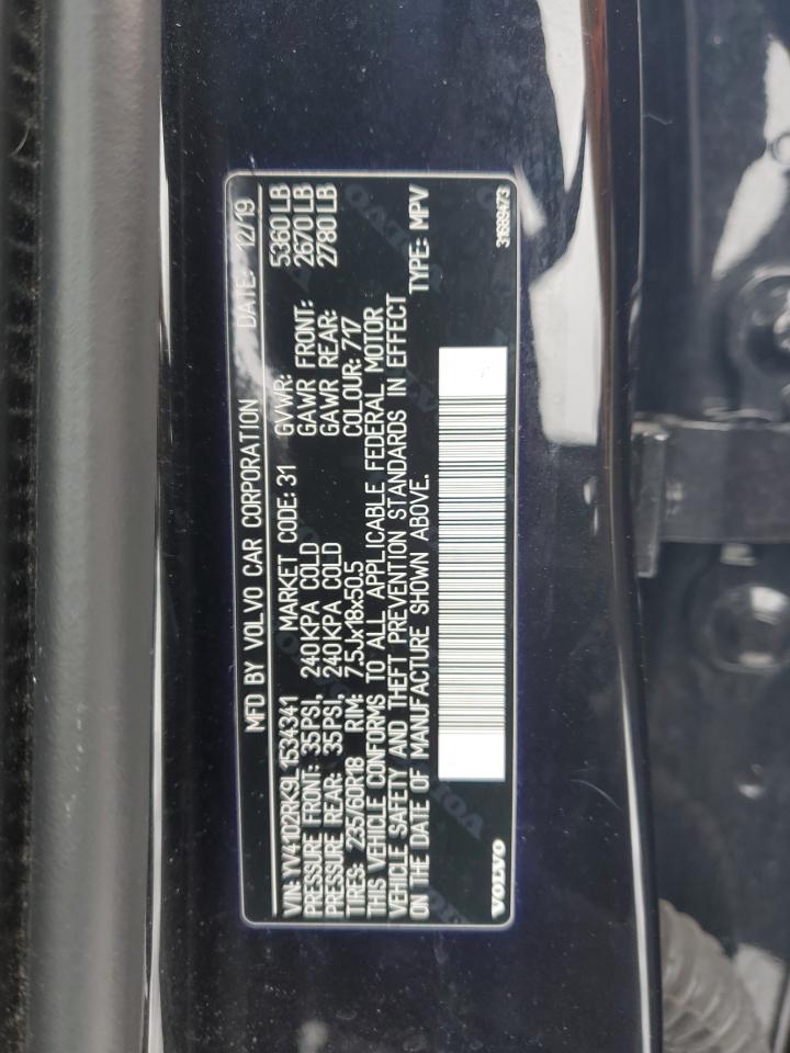 2020 Volvo XC60 VIN YV4102RK9L1534341 Copart auction photo, front end / side damage thumbnail 13