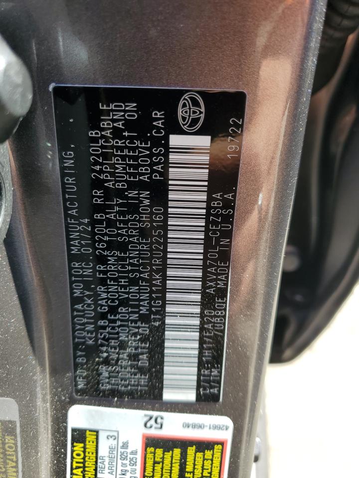 2024 Toyota Camry VIN 4T1G11AK1RU225160 Copart auction photo, side / rear end damage thumbnail 14