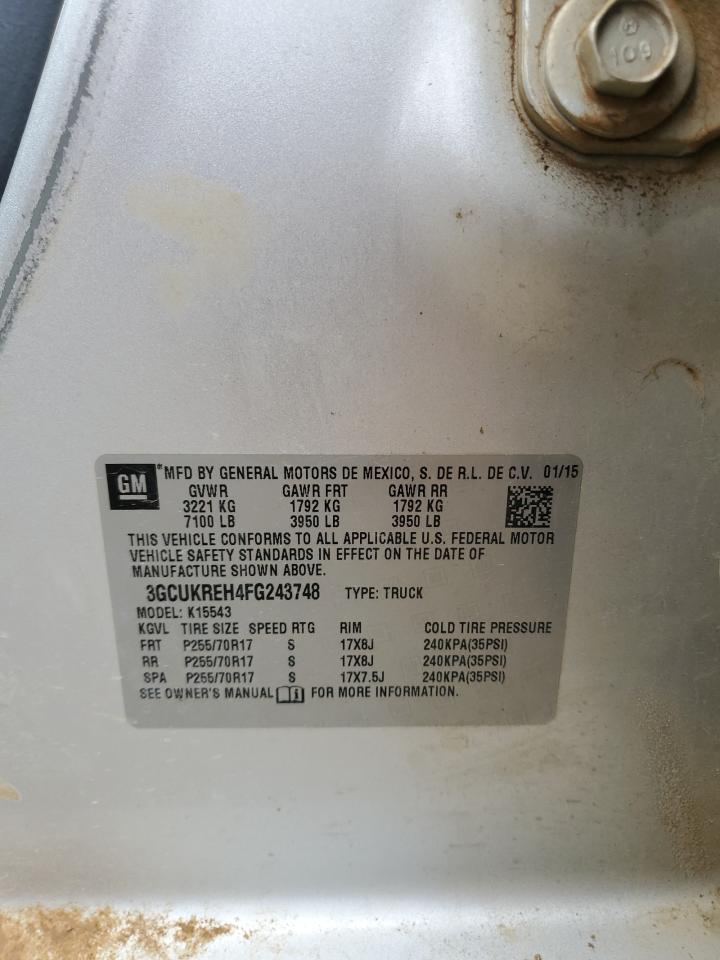2015 Chevrolet Silverado VIN 3GCUKREH4FG243748 Copart auction photo, all over damage thumbnail 12