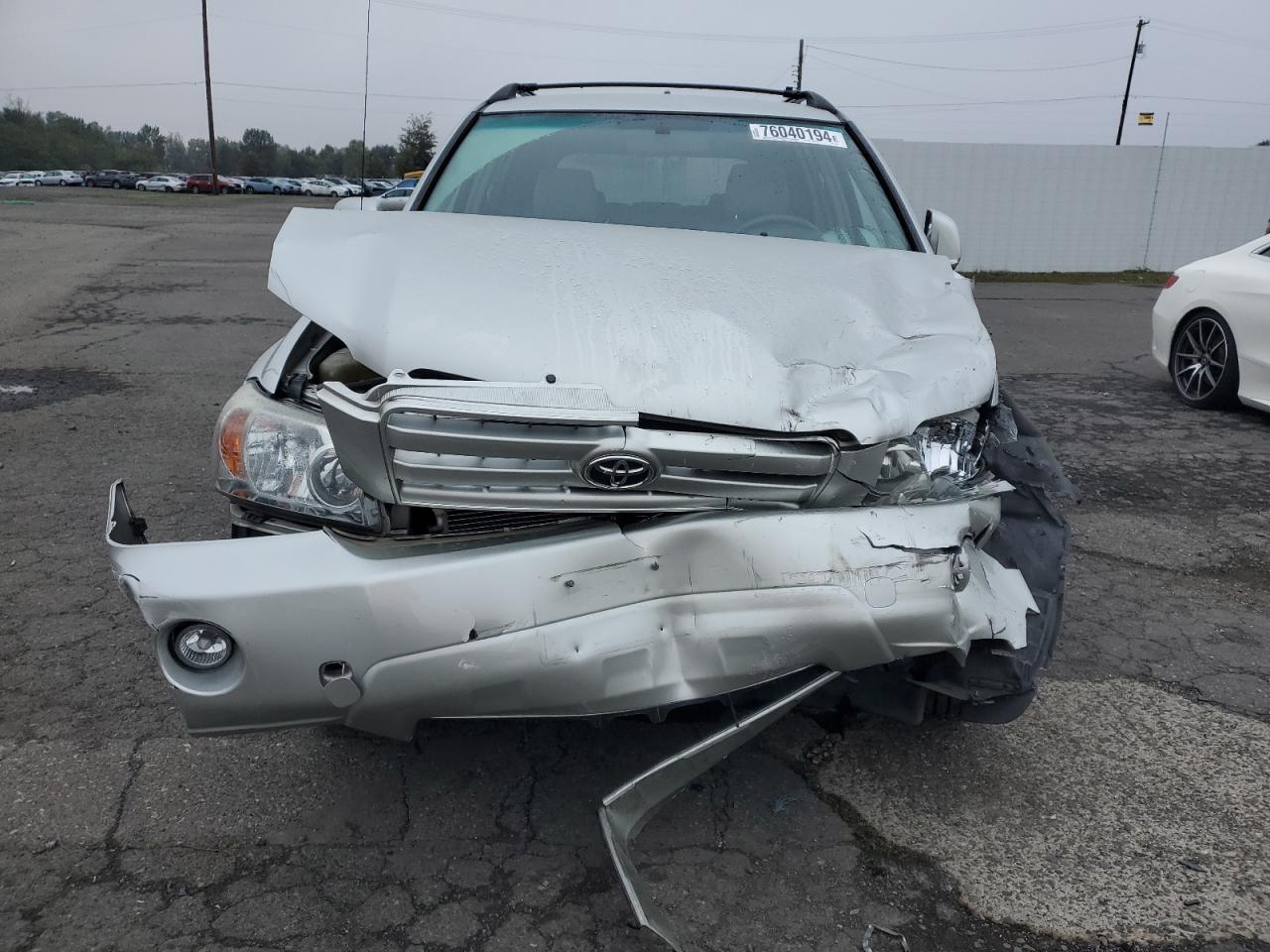 2007 Toyota Highlander VIN JTEHD21A770047901 Copart auction photo, front end / side damage thumbnail 5