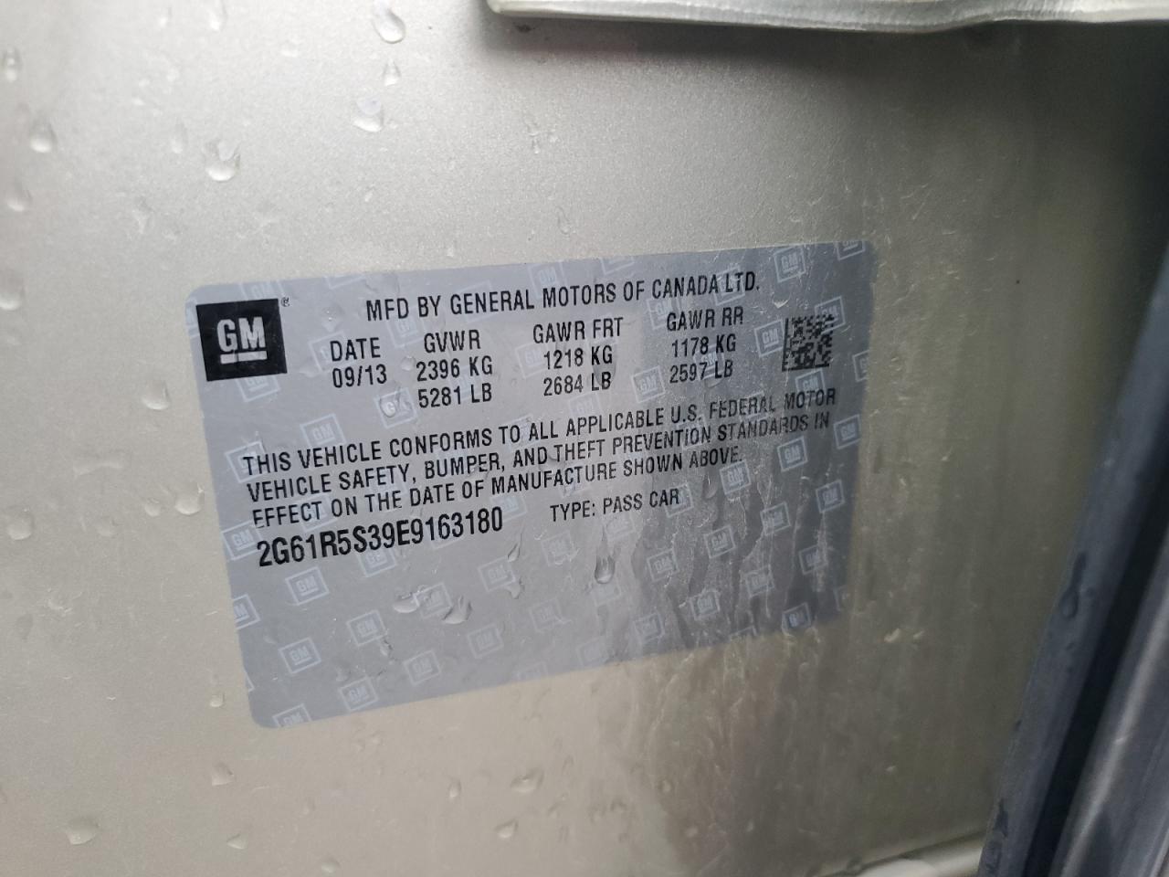 2014 Cadillac XTS VIN 2G61R5S39E9163180 Copart auction photo, side damage thumbnail 12