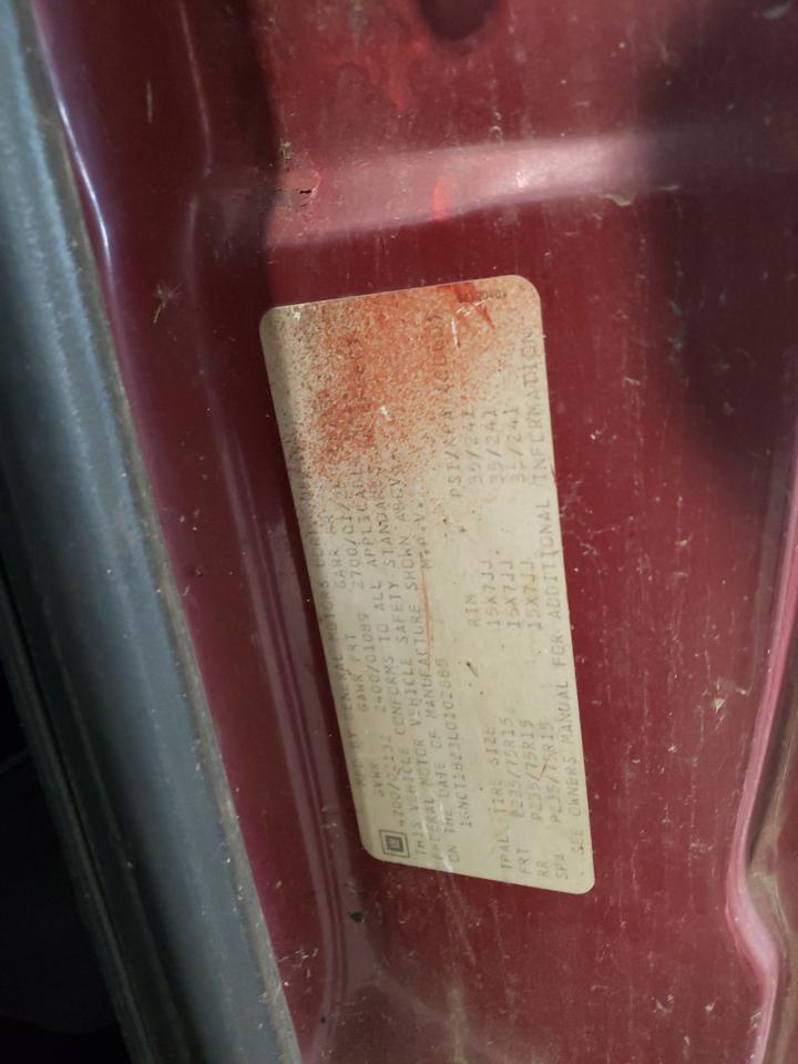 1990 Chevrolet Blazer VIN 1GNCT18Z3L0102885 Copart auction photo, water/flood / hail damage thumbnail 13