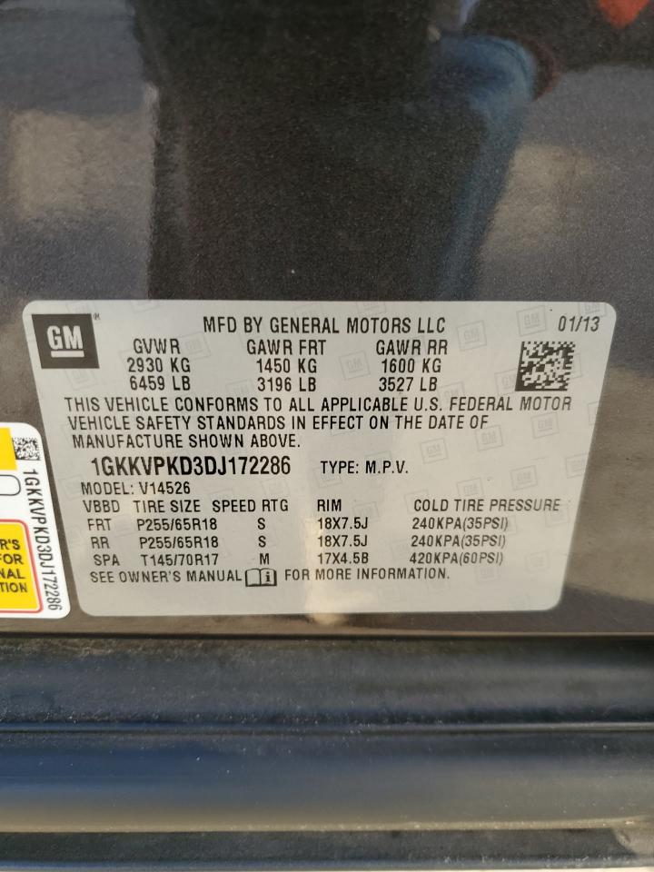 2013 GMC Acadia VIN 1GKKVPKD3DJ172286 Copart auction photo, front end damage thumbnail 13