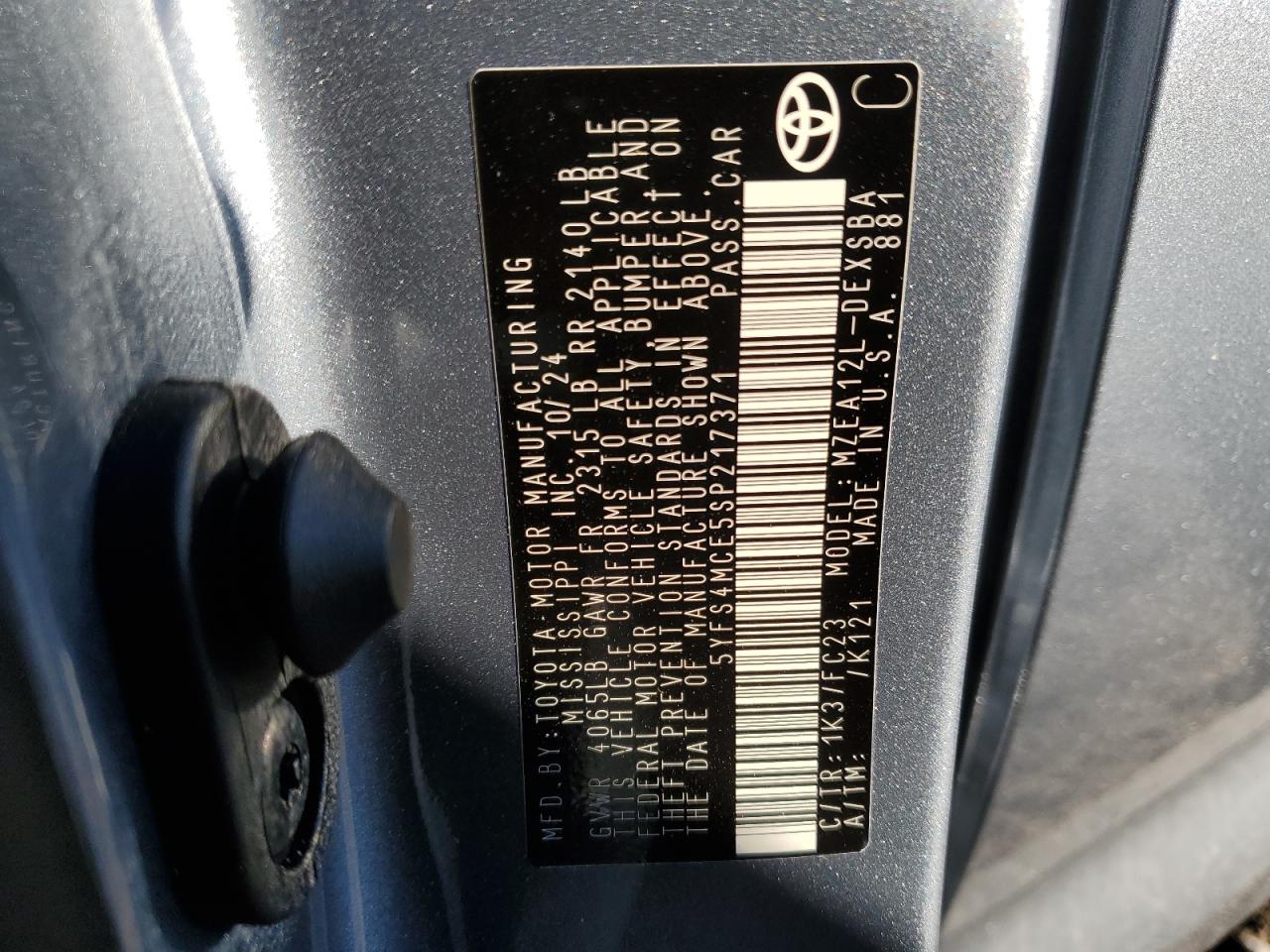2025 Toyota Corolla VIN 5YFS4MCE5SP217371 Copart auction photo, all over damage thumbnail 15