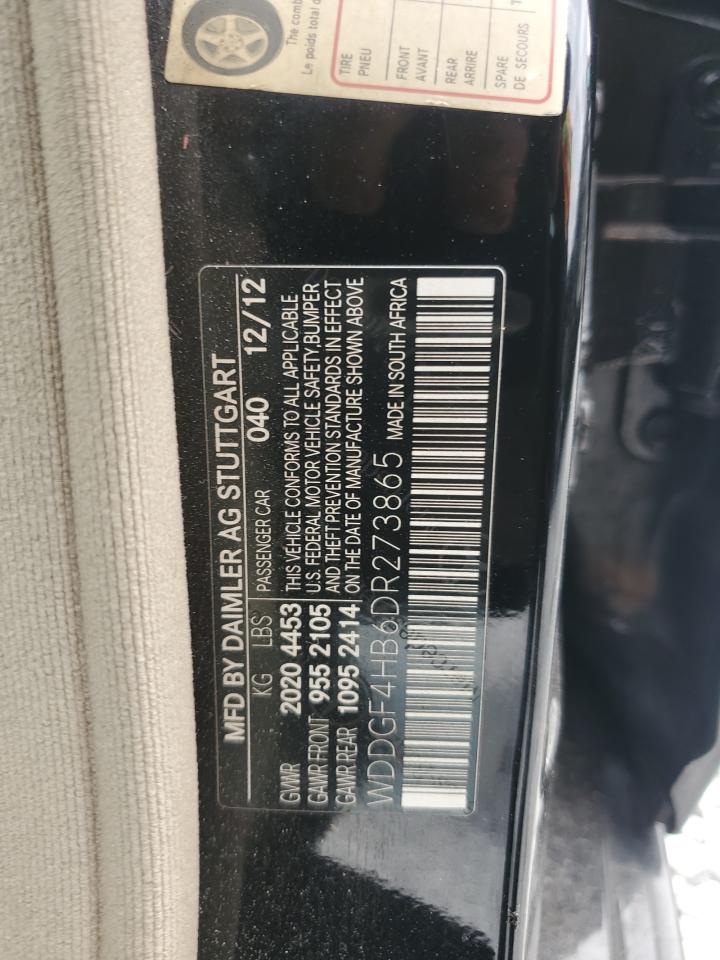 2013 Mercedes-Benz C-klasse VIN WDDGF4HB6DR273865 Copart auction photo, rear end damage thumbnail 12