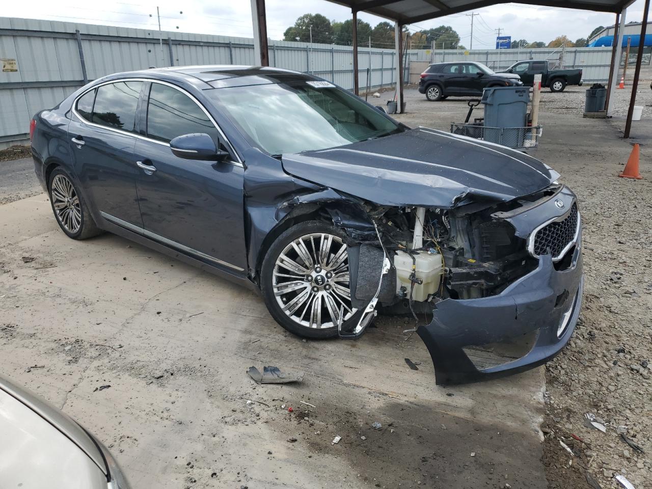 2014 KIA Cadenza VIN KNALN4D75E5153722 Copart auction photo, front end / side damage thumbnail 4