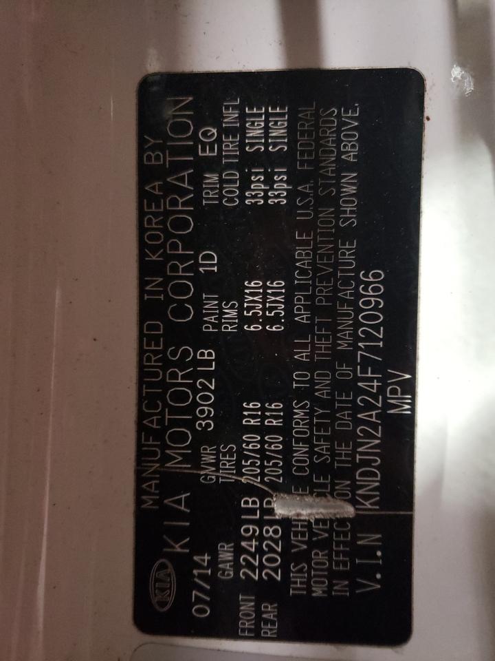 2015 KIA Soul VIN KNDJN2A24F7120966 Copart auction photo, front end / minor dent/scratches damage thumbnail 12
