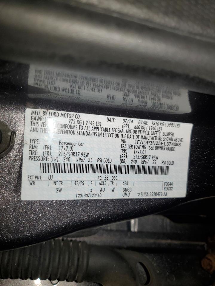 2014 Ford Focus VIN 1FADP3N25EL374088 Copart auction photo, front end damage thumbnail 13