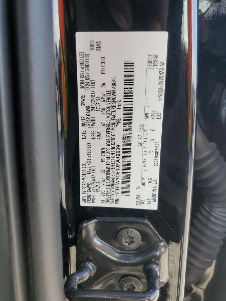 2018 Ford F-150 VIN 1FTEW1C51JFA19639 Copart auction photo, front end damage thumbnail 14