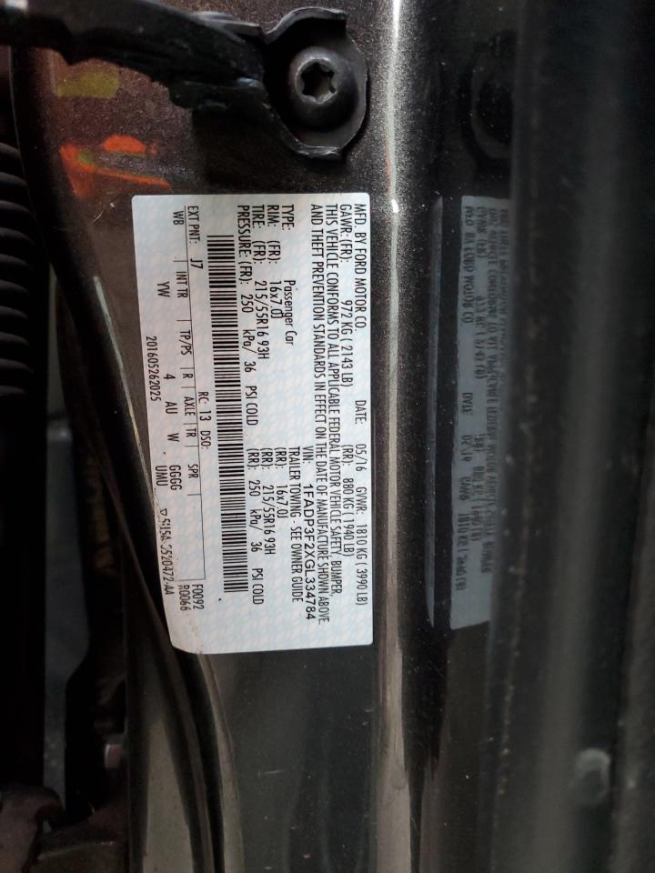 2016 Ford Focus VIN 1FADP3F2XGL334784 Copart auction photo, front end damage thumbnail 12