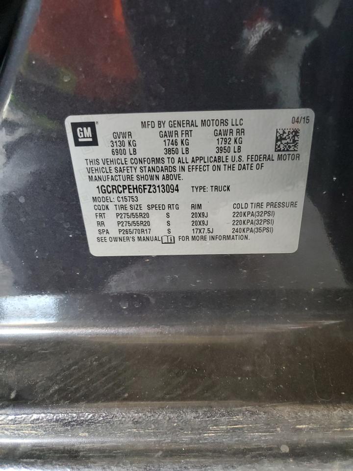 2015 Chevrolet Silverado VIN 1GCRCPEH6FZ313094 Copart auction photo, burn damage thumbnail 13