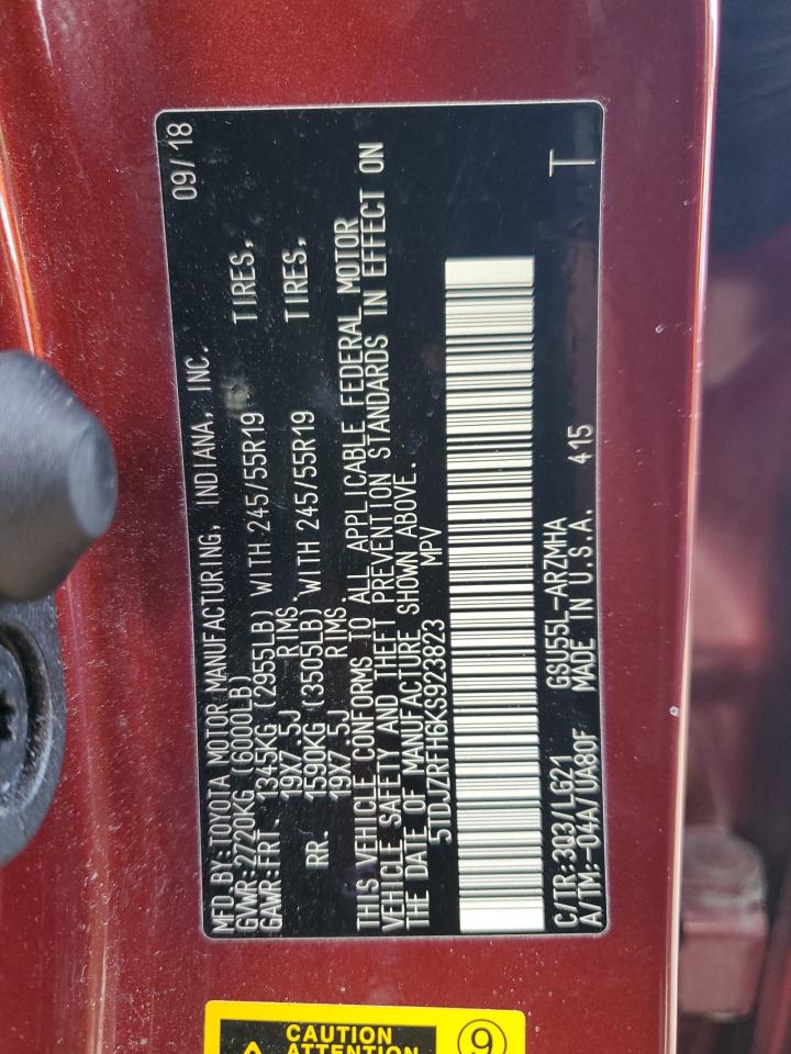 2019 Toyota Highlander VIN 5TDJZRFH6KS923823 Copart auction photo, front end damage thumbnail 13