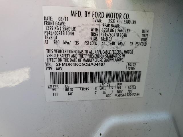 2012 Ford Edge VIN 2FMDK4KC5CBA04487 Copart auction photo, front end damage thumbnail 13