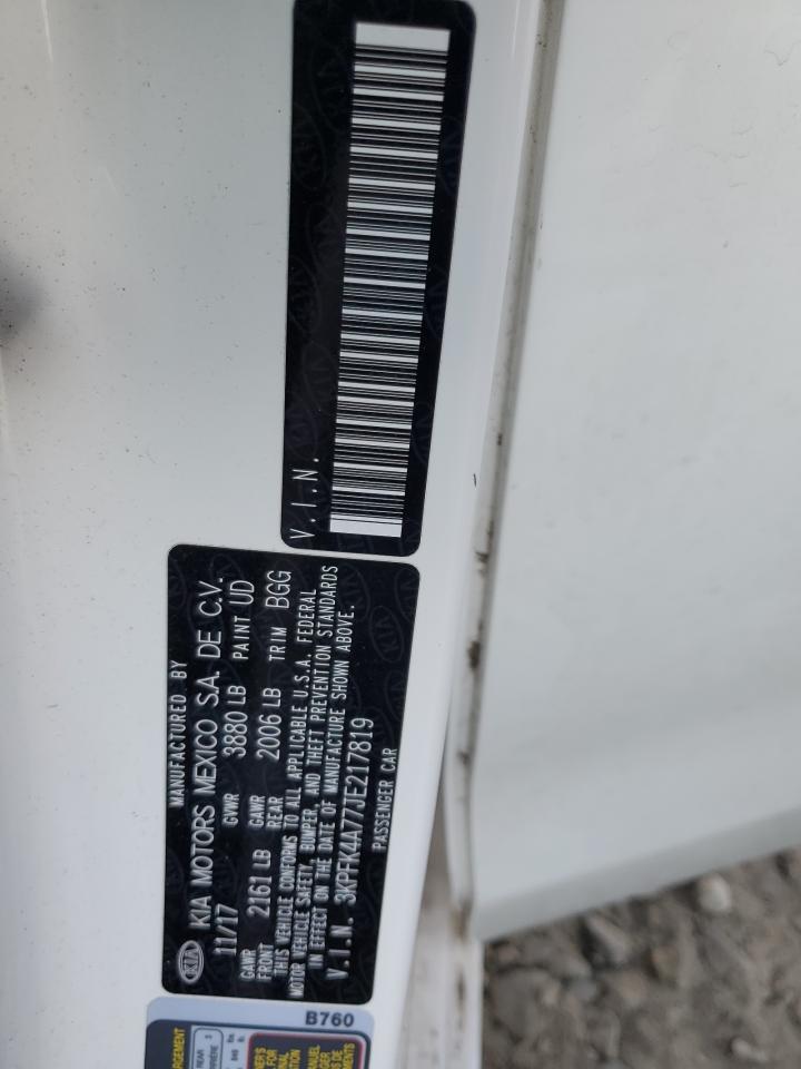 2018 KIA Forte VIN 3KPFK4A77JE217819 Copart auction photo, front end damage thumbnail 12