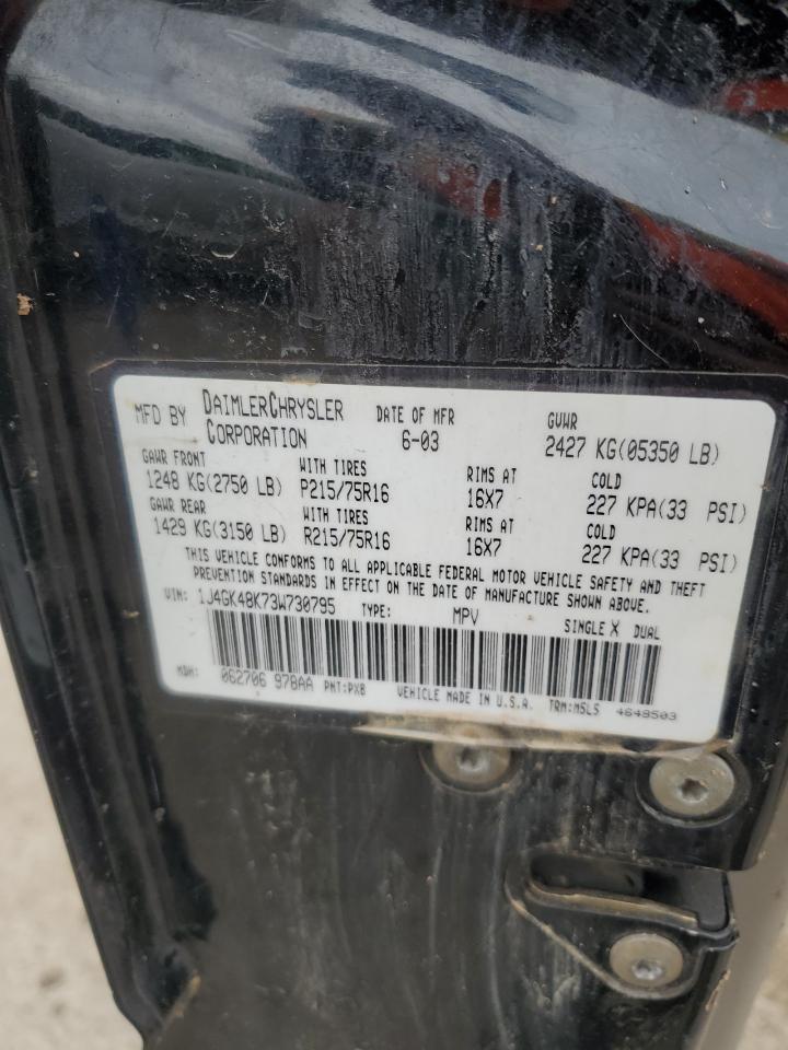 2003 Jeep Liberty (North America) VIN 1J4GK48K73W730795 Copart auction photo, normal wear / minor dent/scratches damage thumbnail 15