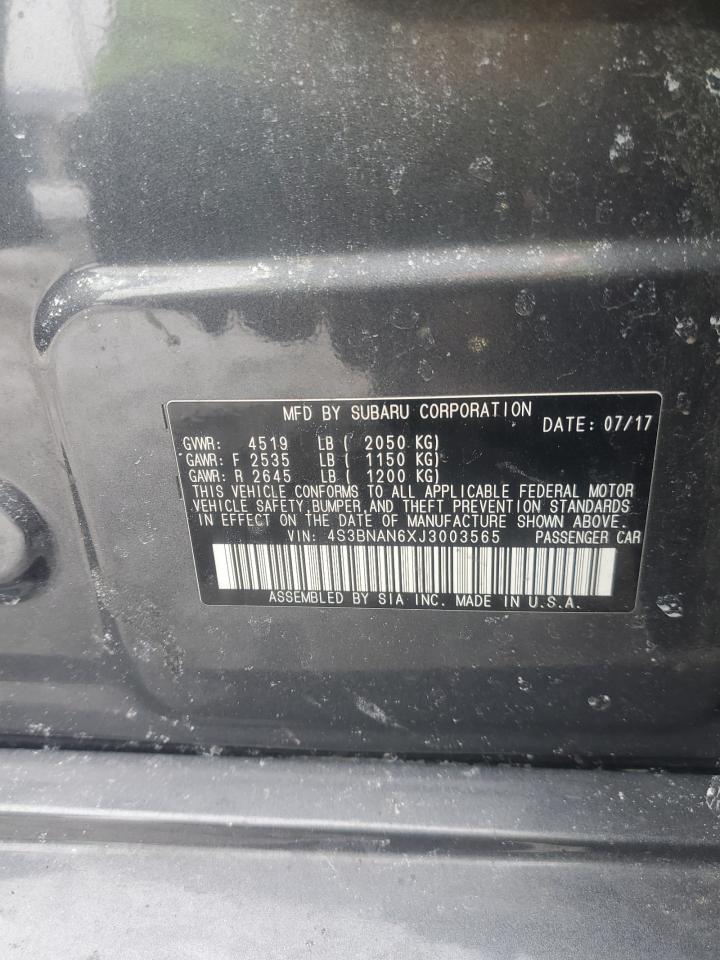 2018 Subaru Legacy VIN 4S3BNAN6XJ3003565 Copart auction photo, front end / side damage thumbnail 15