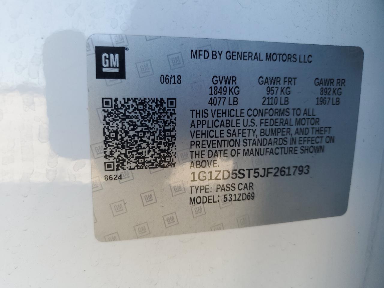 2018 Chevrolet Malibu VIN 1G1ZD5ST5JF261793 Copart auction photo, front end / side damage thumbnail 14