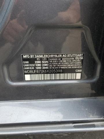 2006 Mercedes-Benz E-klasse VIN WDBUF87JX6X205398 Copart auction photo, side damage thumbnail 12