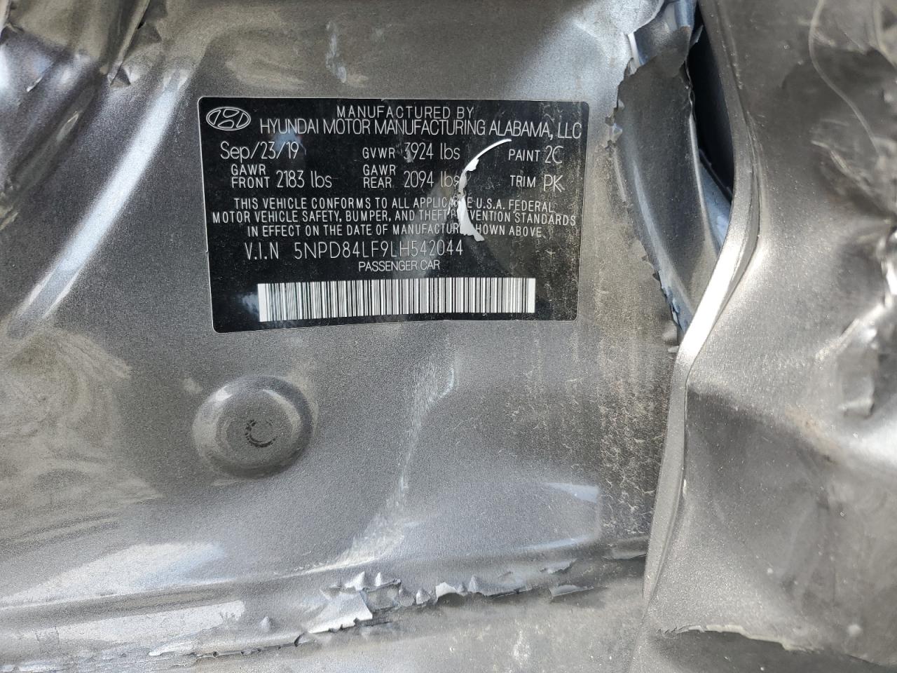 2020 Hyundai Elantra VIN 5NPD84LF9LH542044 Copart auction photo, side / minor dent/scratches damage thumbnail 14