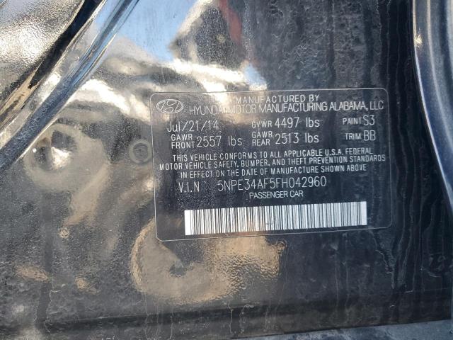 2015 Hyundai Sonata VIN 5NPE34AF5FH042960 Copart auction photo, vandalism damage thumbnail 12