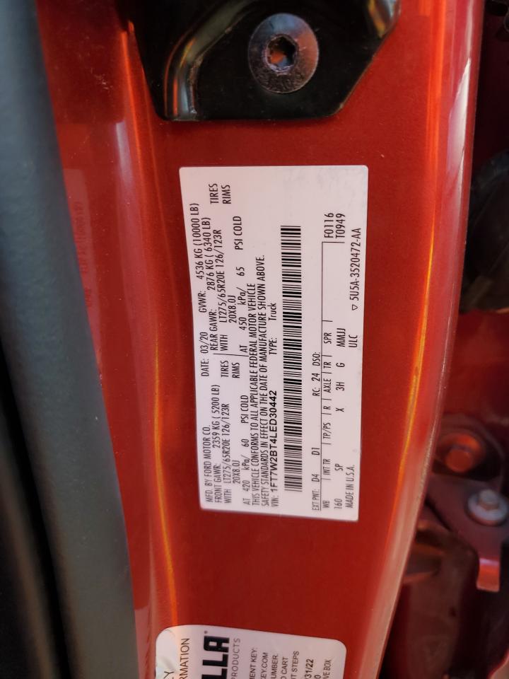 2020 Ford F250 VIN 1FT7W2BT4LED30442 Copart auction photo, mechanical damage thumbnail 14