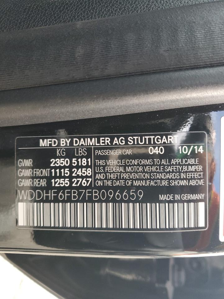 2015 Mercedes-Benz E-klasse VIN WDDHF6FB7FB096659 Copart auction photo, front end damage thumbnail 12