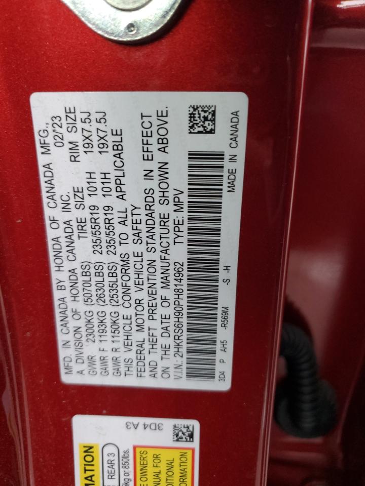2023 Honda CR-V VIN 2HKRS6H90PH814962 Copart auction photo, front end damage thumbnail 12