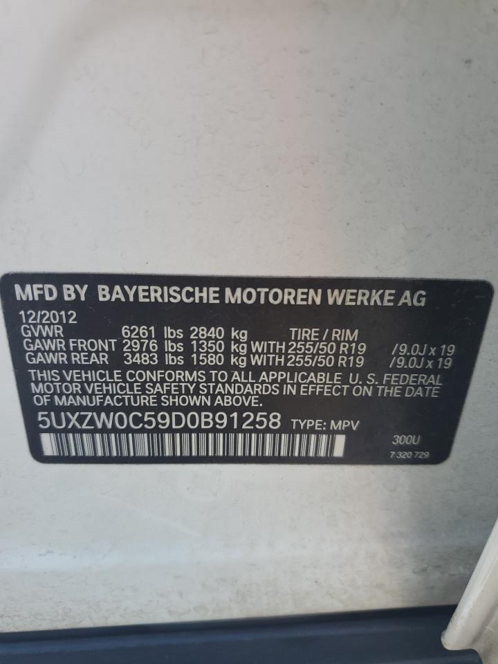 2013 BMW X5 VIN 5UXZW0C59D0B91258 Copart auction photo, normal wear damage thumbnail 13