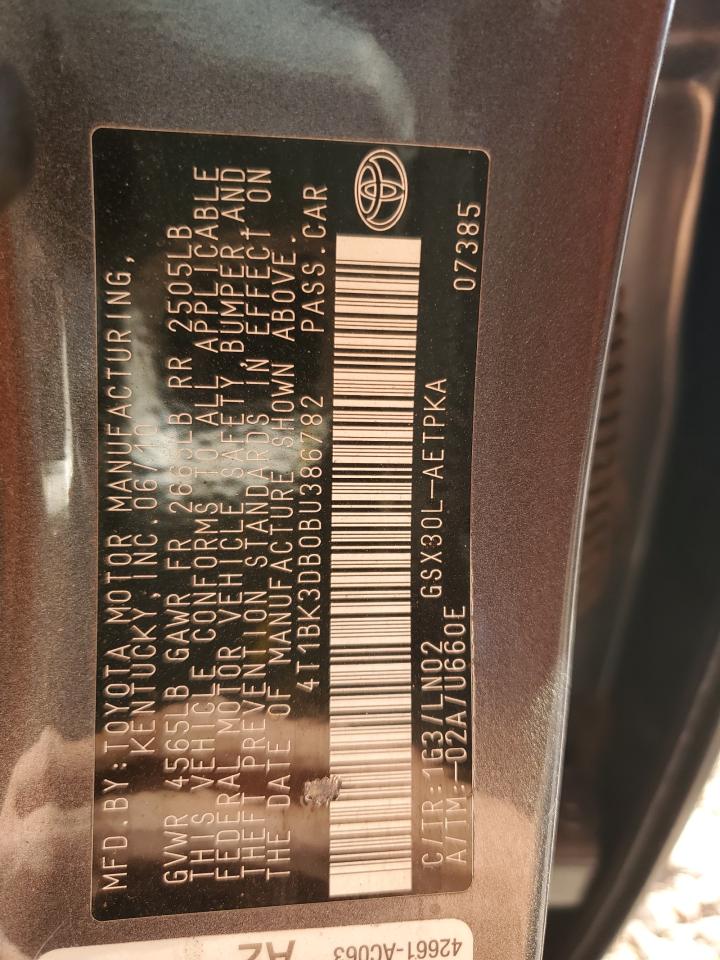 2011 Toyota Avalon VIN 4T1BK3DB0BU386782 Copart auction photo, front end damage thumbnail 14
