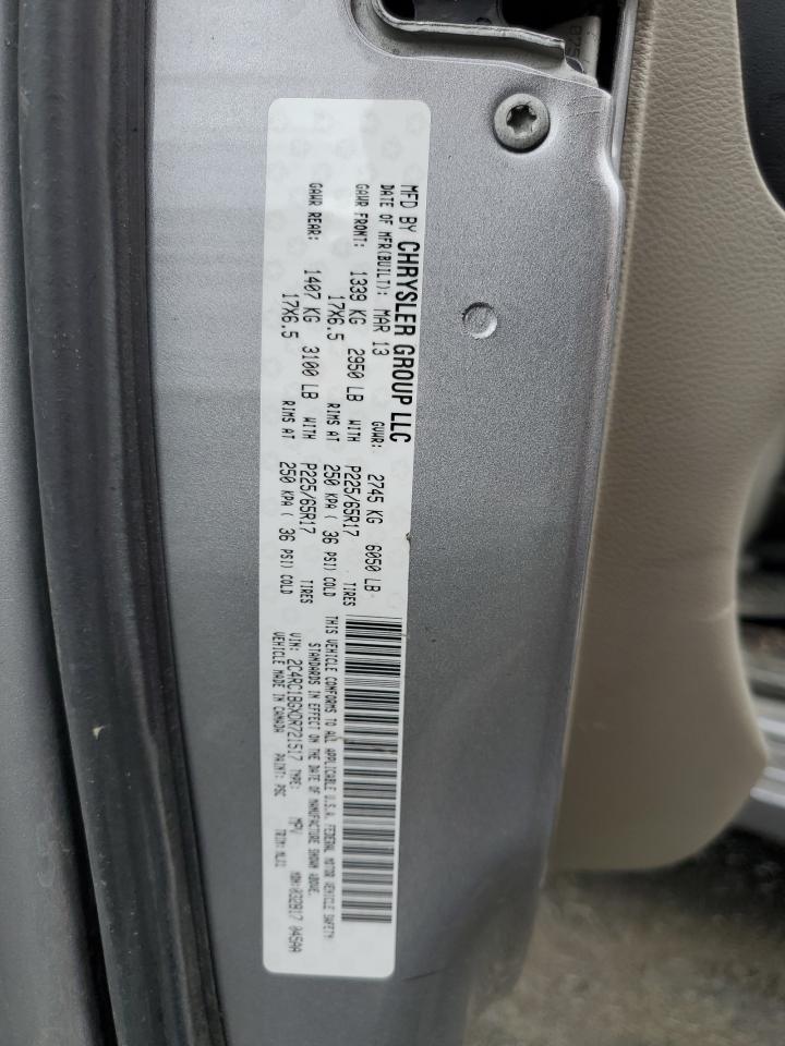 2013 Chrysler Town & Country VIN 2C4RC1BGXDR721517 Copart auction photo, front end / side damage thumbnail 13
