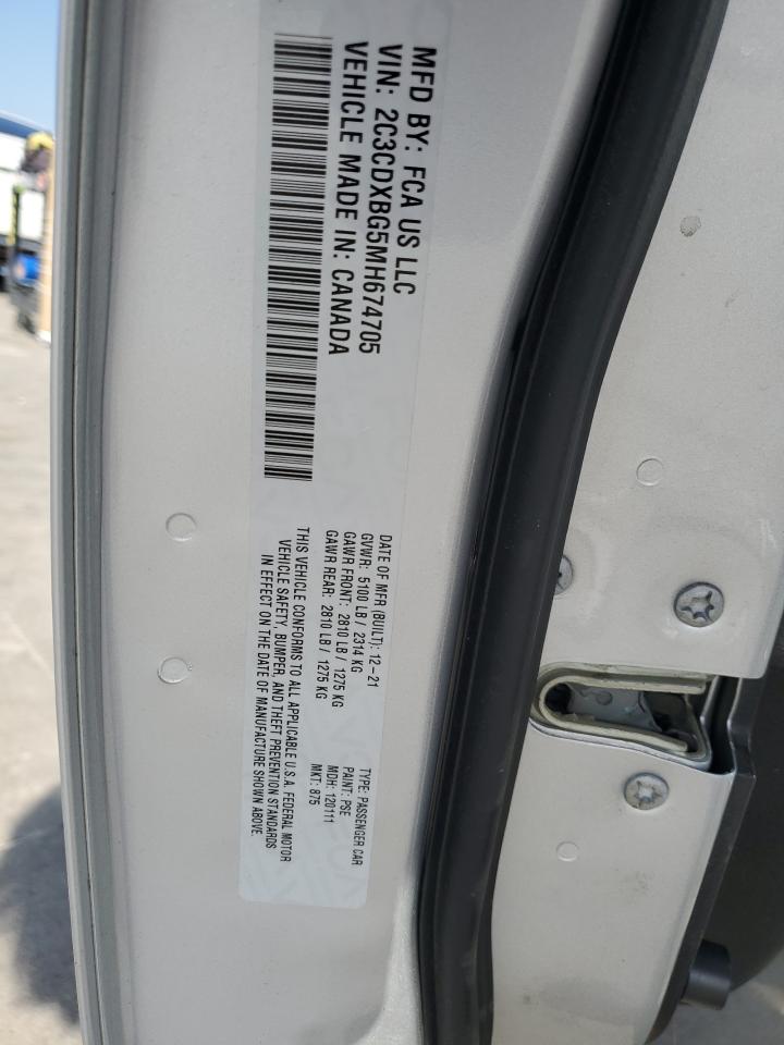 2021 Dodge Charger VIN 2C3CDXBG5MH674705 Copart auction photo, front end damage thumbnail 14