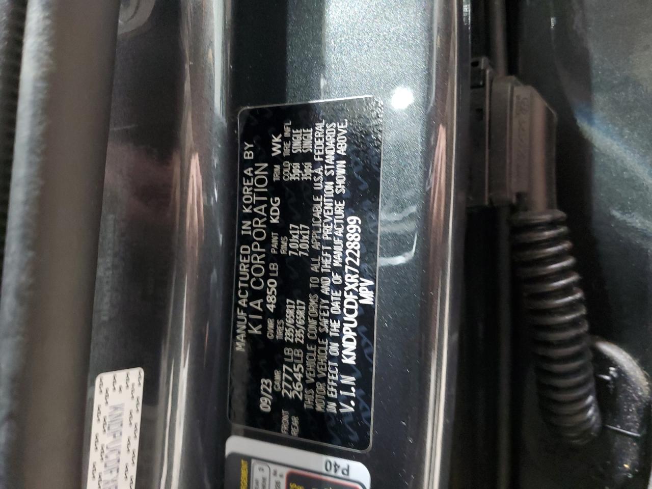 2024 KIA Sportage VIN KNDPUCDFXR7228899 Copart auction photo, front end damage thumbnail 13
