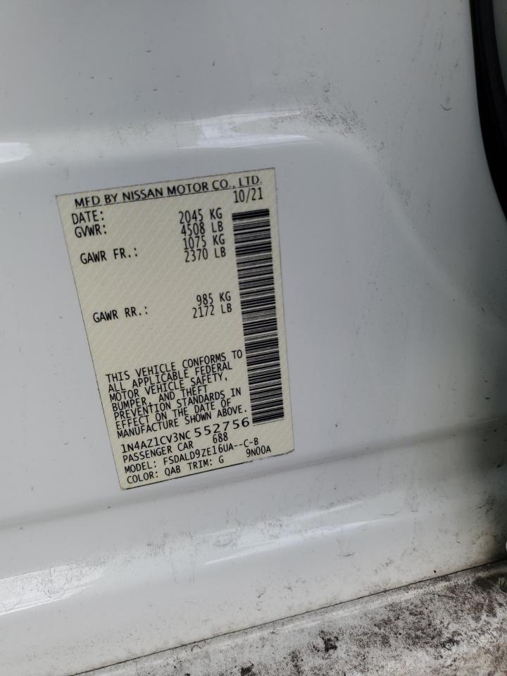 2022 Nissan Leaf VIN 1N4AZ1CV3NC552756 Copart auction photo, front end damage thumbnail 12