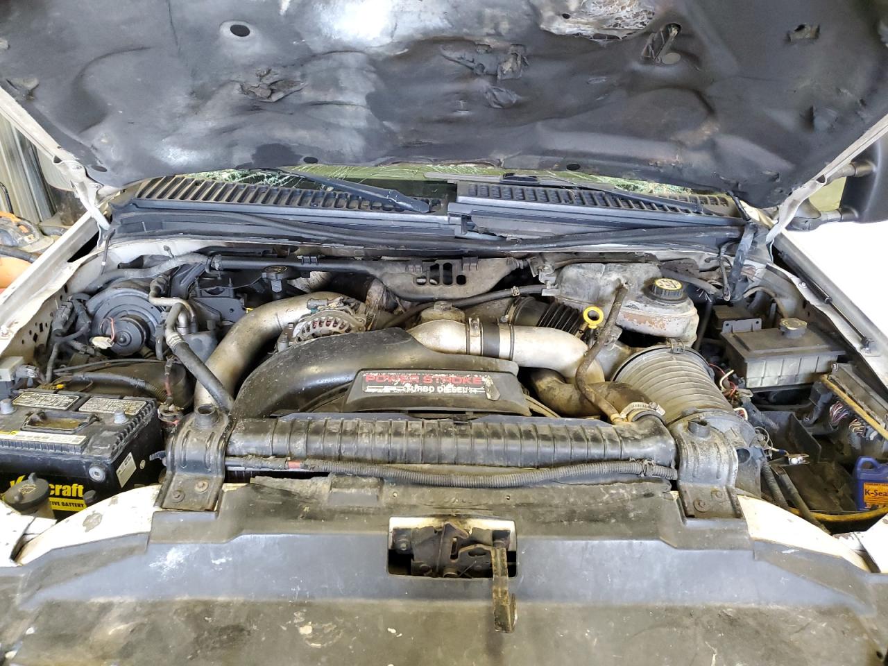 2003 Ford F250 VIN 1FTNW21P63EC94555 Copart auction photo, front end / all over damage thumbnail 11
